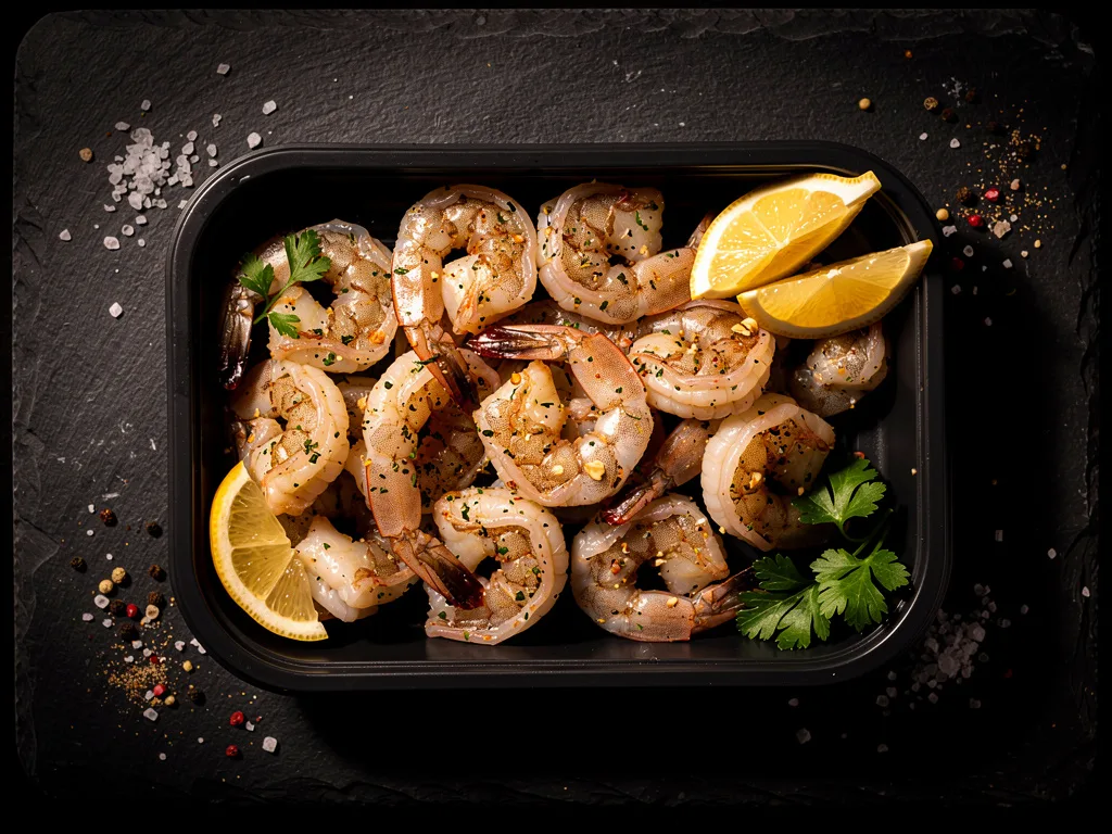 Seasoned shrimp, ready to cook