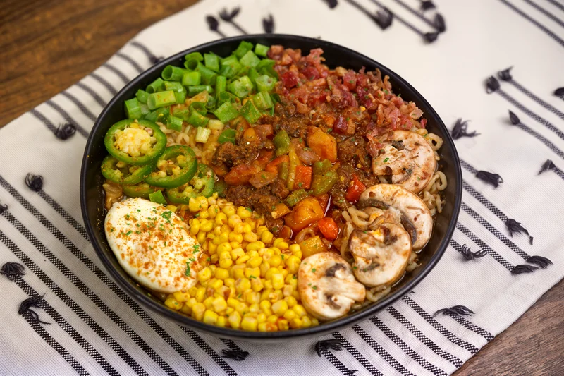 Suya-spiced fusion ramen bowl at Menu Six Fusion in DeSoto TX